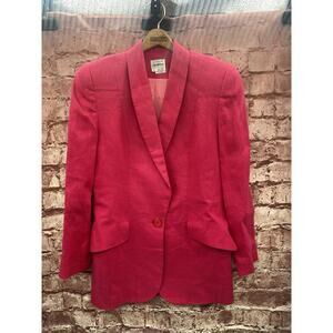 Saks Fifth Avenue Blazer S Pink 100% Linen Jacket Pockets Peppy